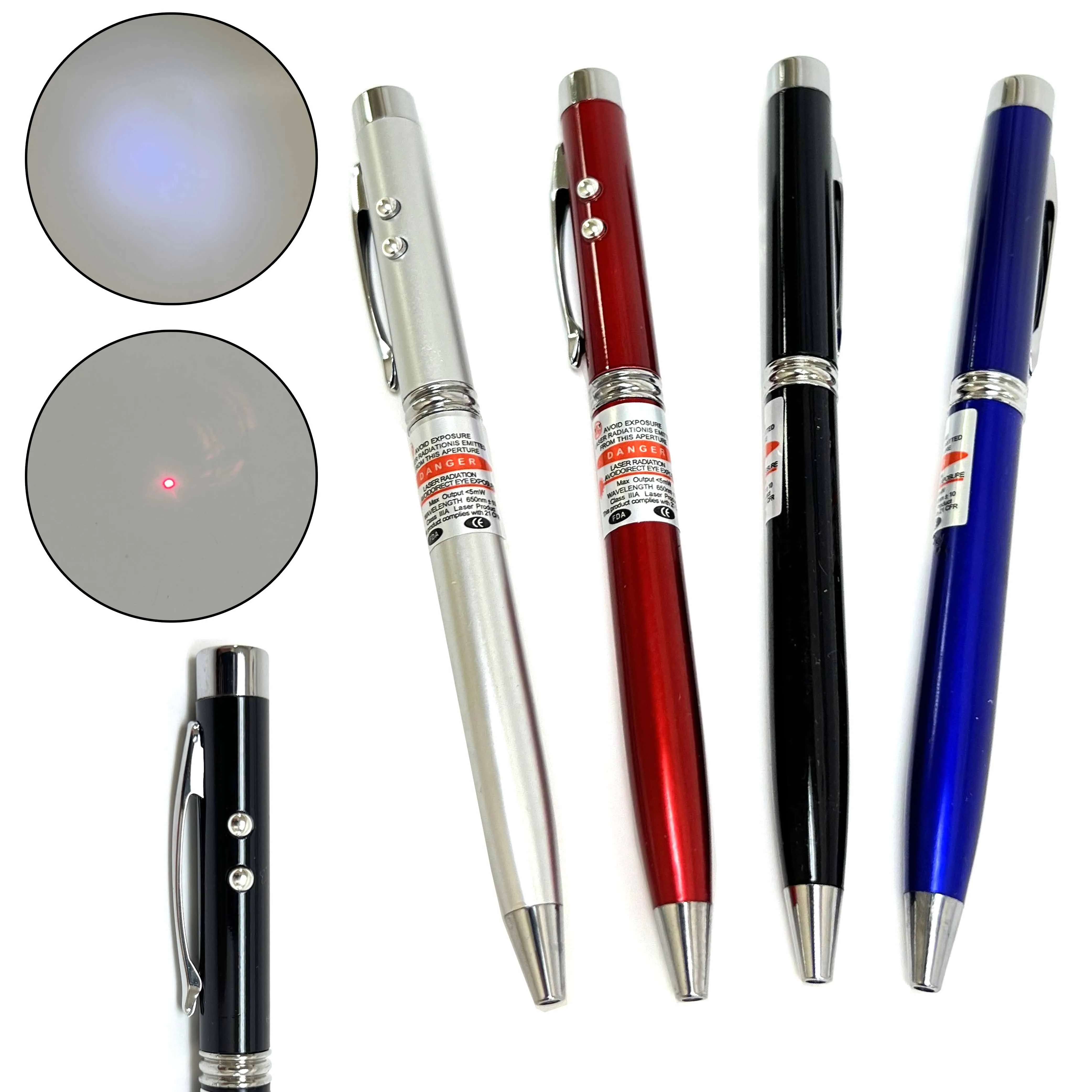4 Pc Laser Pen Pointer Ballpoint Writing LED Flashlight Beam Light Interactive