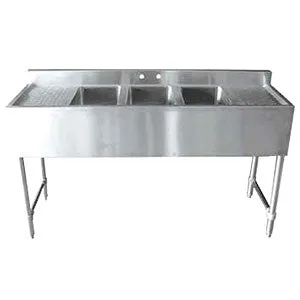 50" STANDARD BAR SINKS - 2 BOWLS LEFT & RIGHT DRAINBOARDS