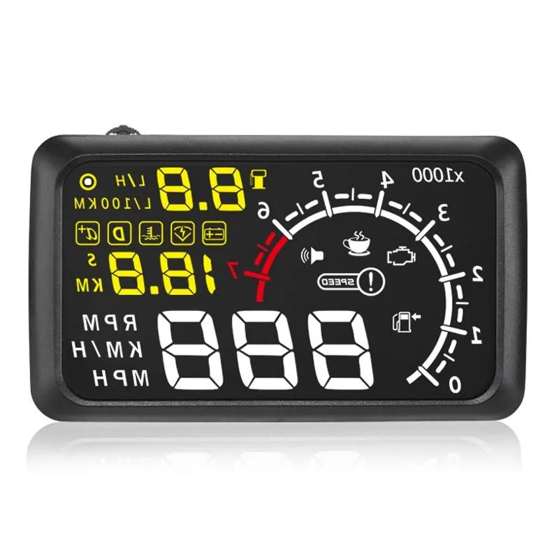 5.5 Inch Bluetooth Car Hud System Speed Fuel Alarm Black