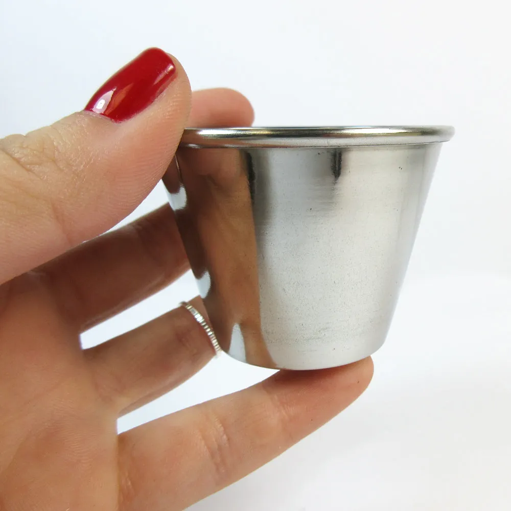 8 Stainless Steel Cups 2oz Sauce Pots Ramekins Condiment Serving Bowls Container