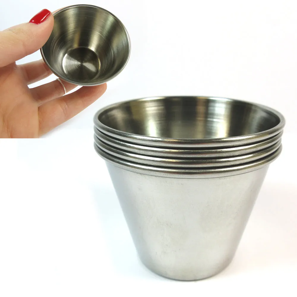 8 Stainless Steel Cups 2oz Sauce Pots Ramekins Condiment Serving Bowls Container