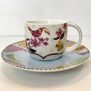 Ace Bird Floral Cup, Saucer, Plate Set