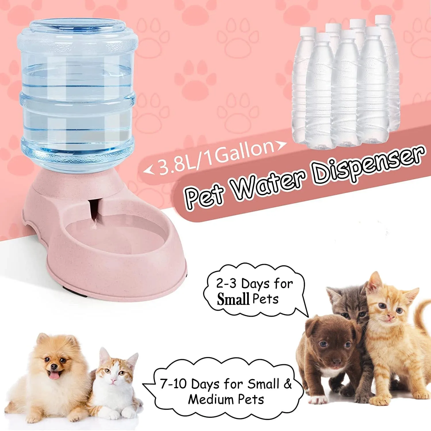 Automatic Water Dispenser and Large-Capacity Pet Feeder – Food and Water Bowl for Cats and Small Dogs