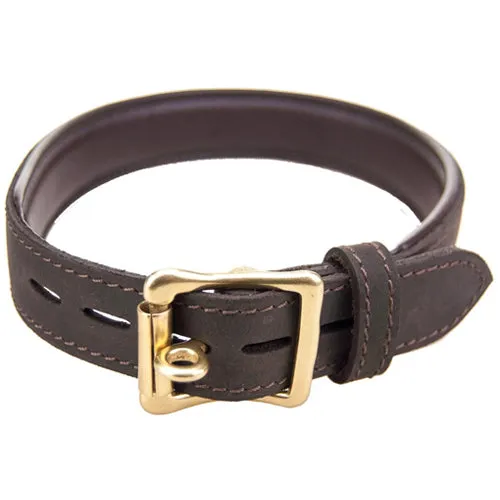 Bound Nubuck Leather Choker Collar with O Ring