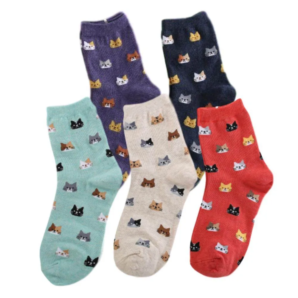 CAT FACE PATTERN WOMEN'S ANKLE SOCKS