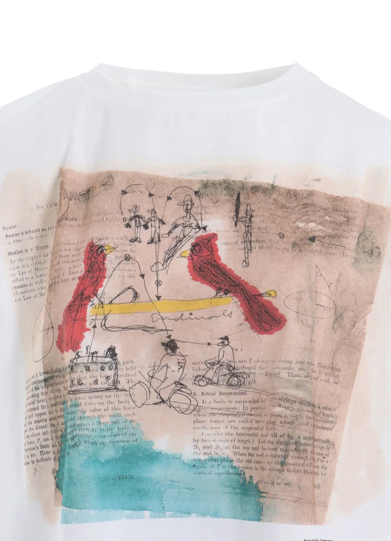 COTTON JERSEY BIRD PRINT FRENCH SLEEVE SHIRT