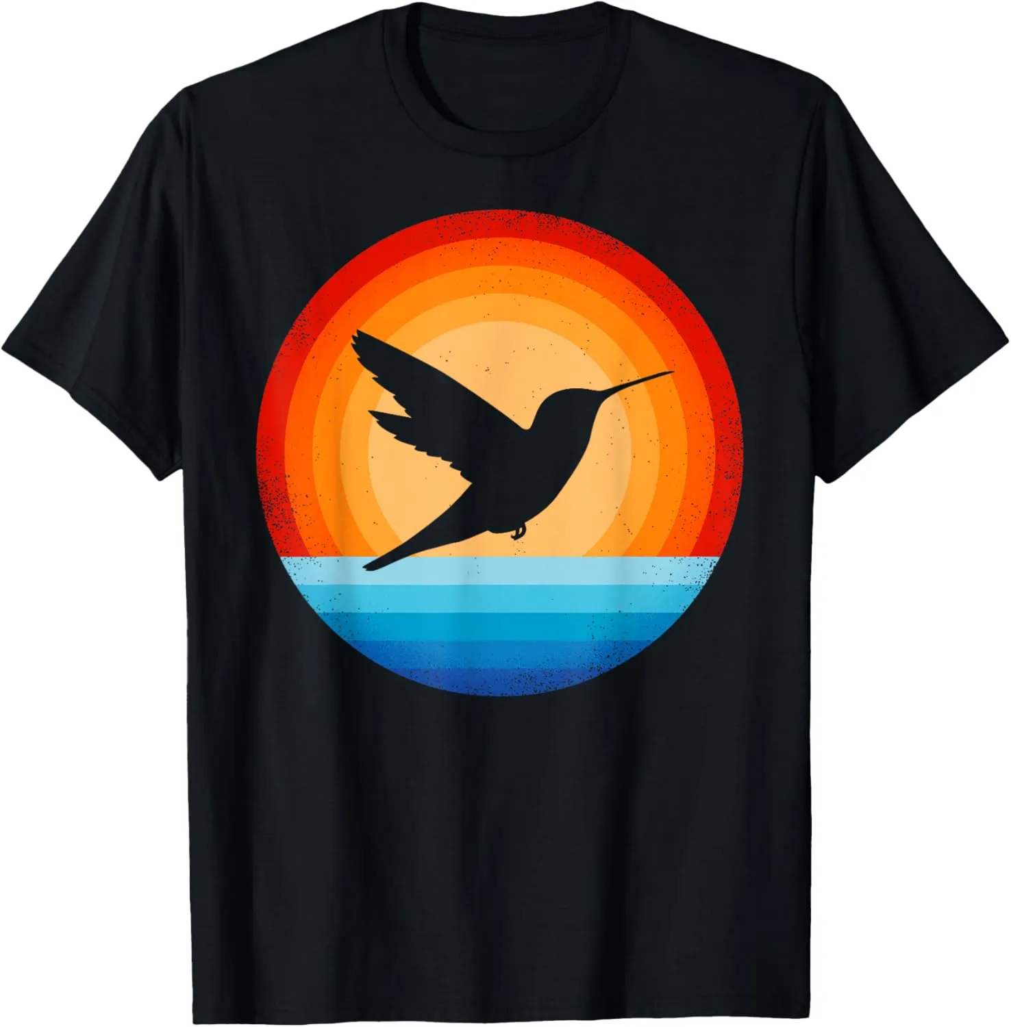 Hummingbird Retro Vintage 70s Sunset Bird Lovers Men Women T-Shirt