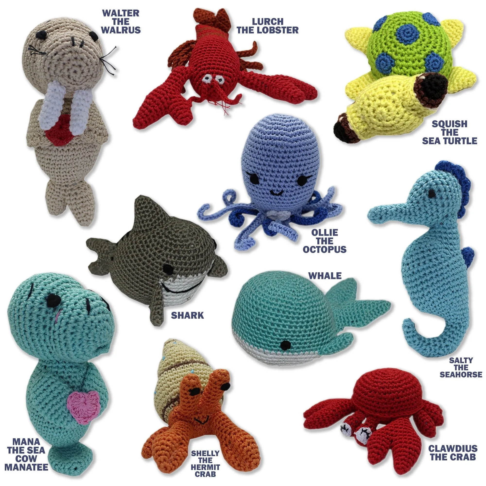 Knit Knacks Organic Cotton Cat Toy - Ocean Buddies