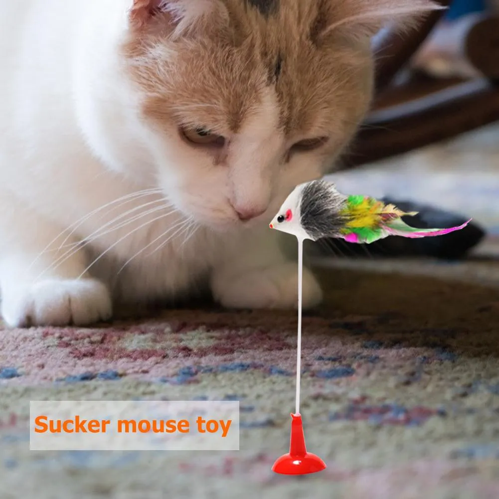 Pet Cat Interactive Toy Funny Sucker Spring Simulation False Mouse Exercise Cat Claws Plastic and Plush Cats Kitten Teaser Toys
