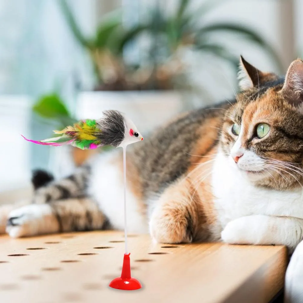 Pet Cat Interactive Toy Funny Sucker Spring Simulation False Mouse Exercise Cat Claws Plastic and Plush Cats Kitten Teaser Toys
