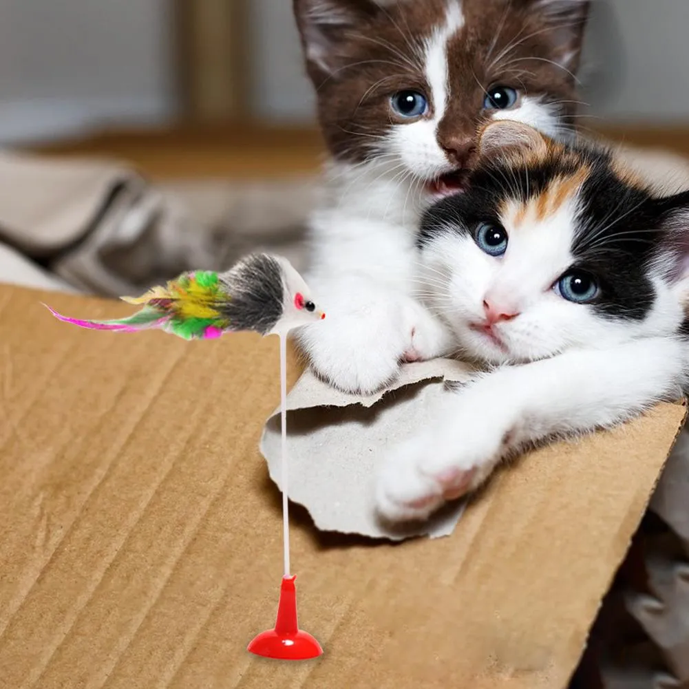 Pet Cat Interactive Toy Funny Sucker Spring Simulation False Mouse Exercise Cat Claws Plastic and Plush Cats Kitten Teaser Toys