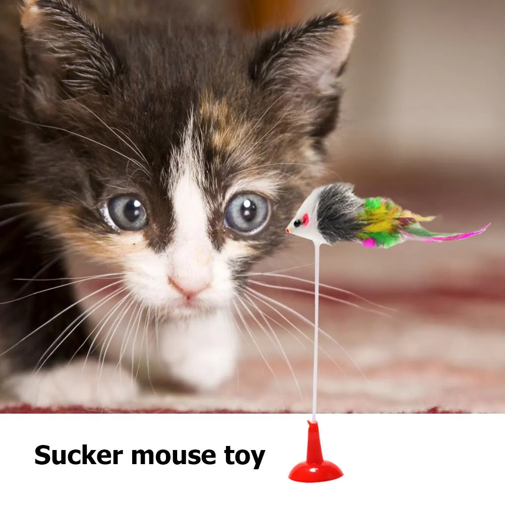 Pet Cat Interactive Toy Funny Sucker Spring Simulation False Mouse Exercise Cat Claws Plastic and Plush Cats Kitten Teaser Toys