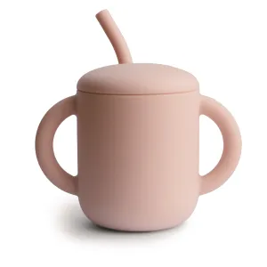 Silicone Training Cup   Straw - Blush by Mushie & Co