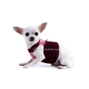 Soft Comfortable Pink Burgundy Hand Crochet Dog Harness DH7