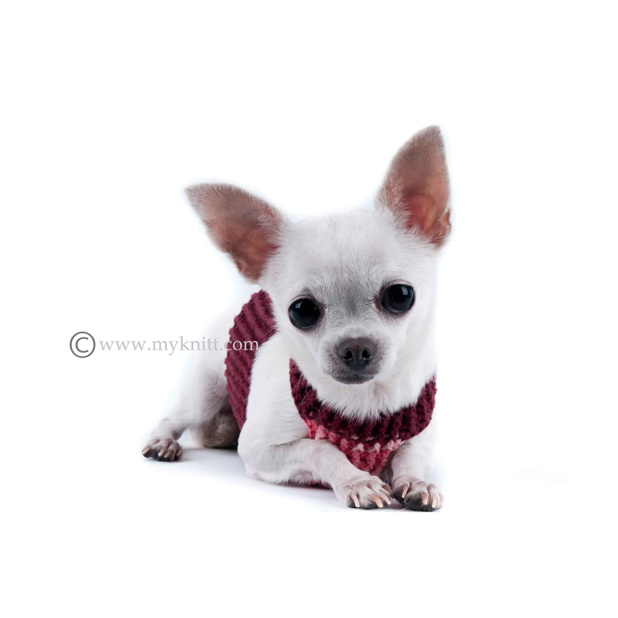 Soft Comfortable Pink Burgundy Hand Crochet Dog Harness DH7