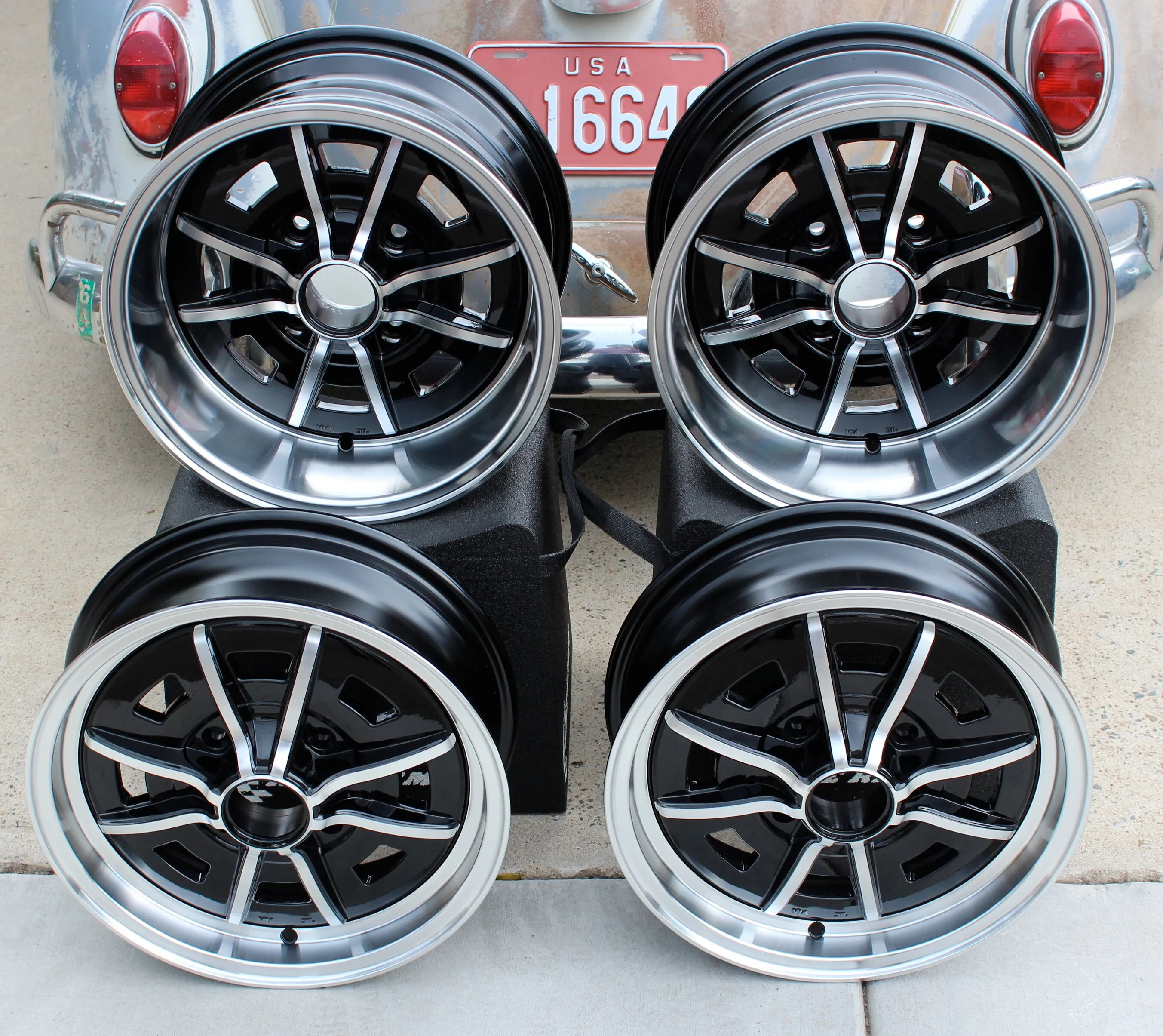 Staggered 4 Lug VW Sprint Star Wheel Set