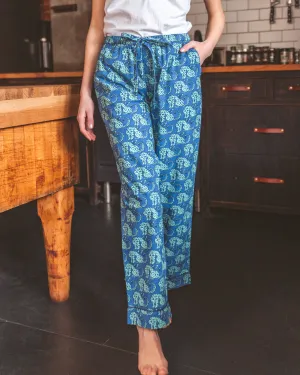 Stamped Leopard - Pajama Pants - Blue Waterfall