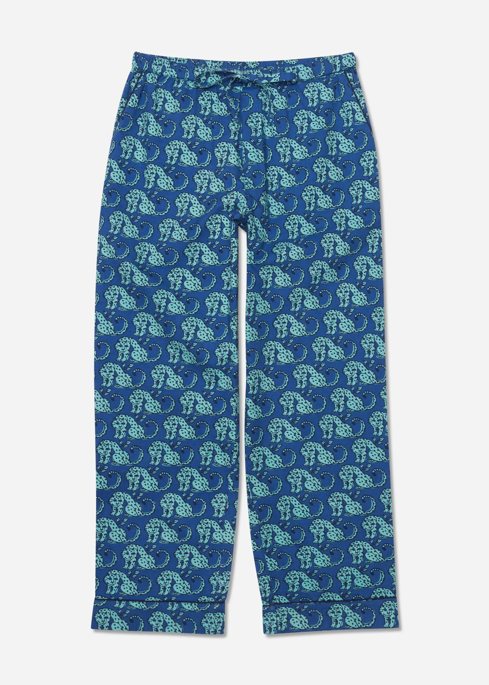 Stamped Leopard - Pajama Pants - Blue Waterfall