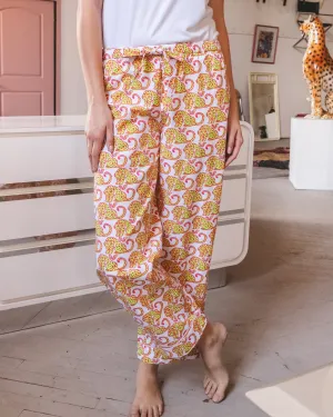 Stamped Leopard - Pajama Pants - Pink Lemonade