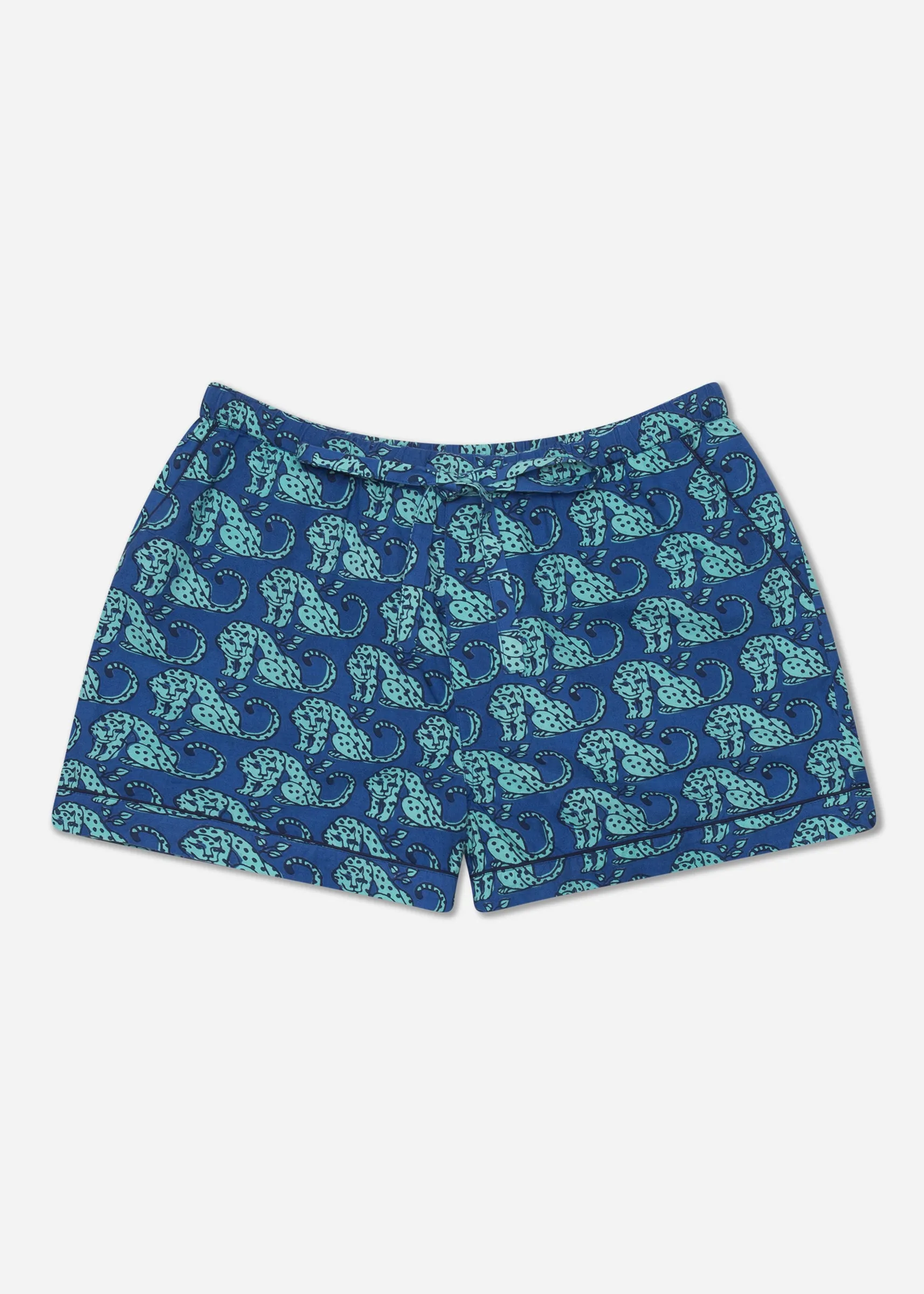 Stamped Leopard - Pajama Shorts - Blue Waterfall
