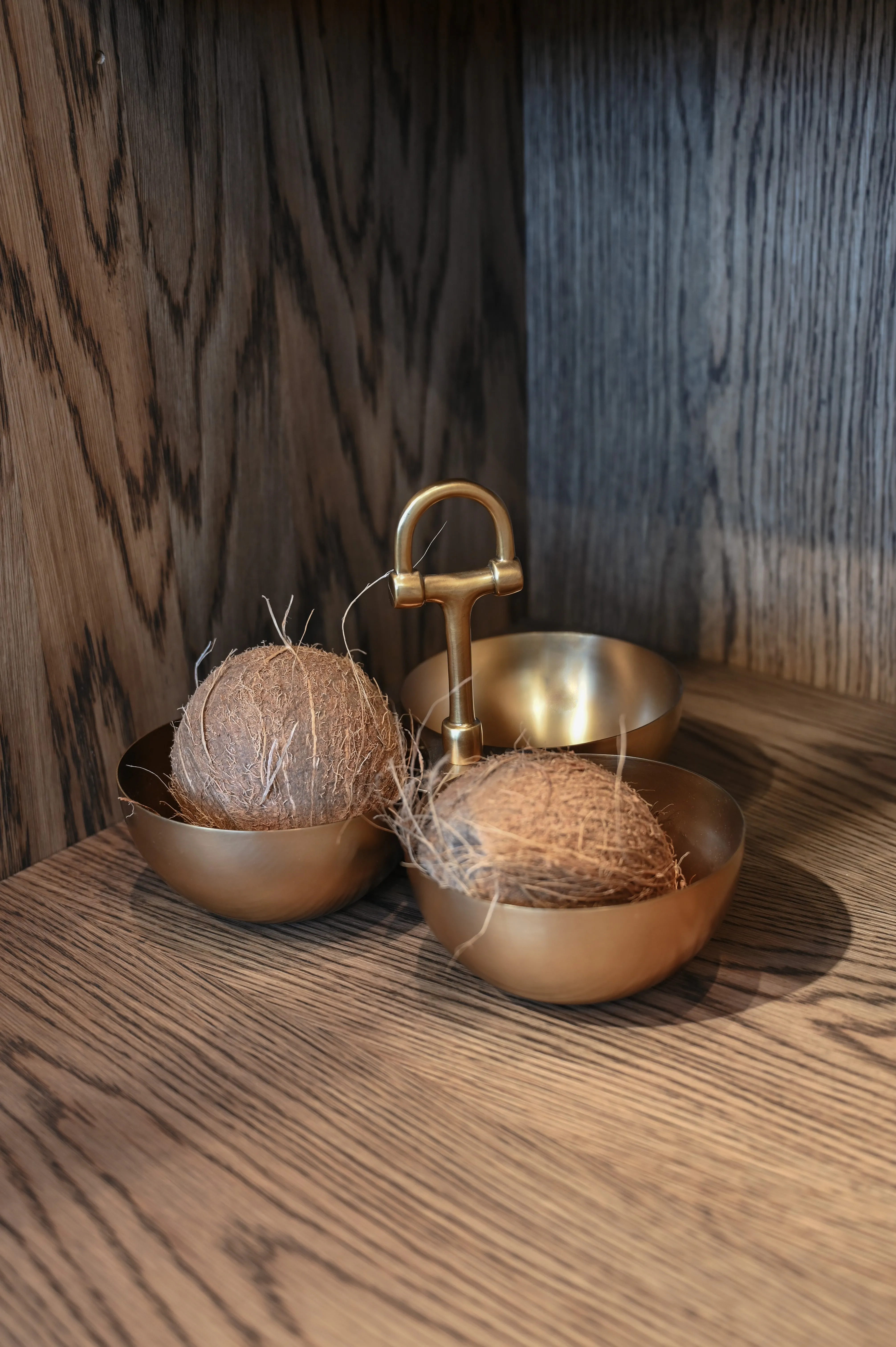 Triple Nut Bowl Brass